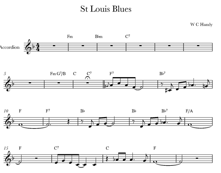 دانلود نت آکاردئون W C Handy - St Louis Blues